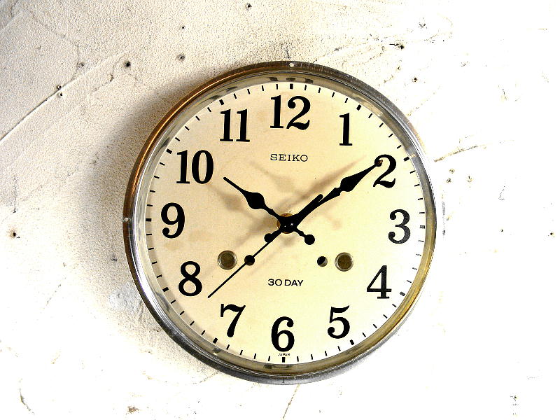 昭和40年代頃・セイコー・アンティーク・振り子時計・30日巻・文字盤・掛け時計（電池式・スイープ・クォーツ）