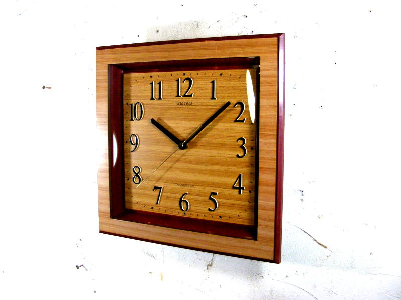 画像2: 1970年代・セイコー・トランジスター・振動子時計・RA727・角型・赤枠・木目調文字盤（電池式・クォーツ改造） (2)
